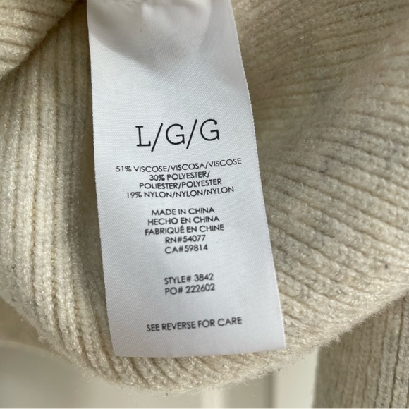 CAbi Lux Oatmeal Cowl Neck Cropped Length Tapered Sleeve Drop Shoulder Sweater - Picture 7 of 12